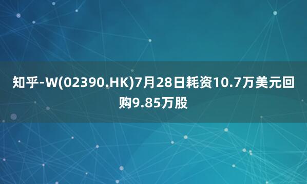 知乎-W(02390.HK)7月28日耗资10.7万美元回购9.85万股