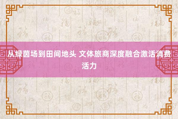 从绿茵场到田间地头 文体旅商深度融合激活消费活力