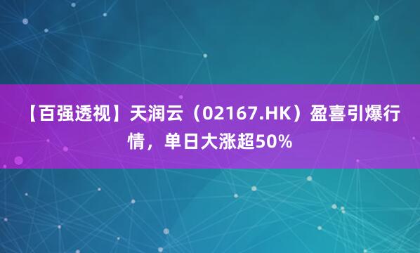 【百强透视】天润云（02167.HK）盈喜引爆行情，单日大涨超50%