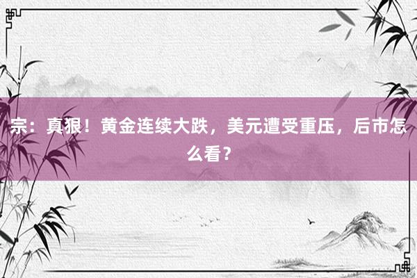 宗：真狠！黄金连续大跌，美元遭受重压，后市怎么看？
