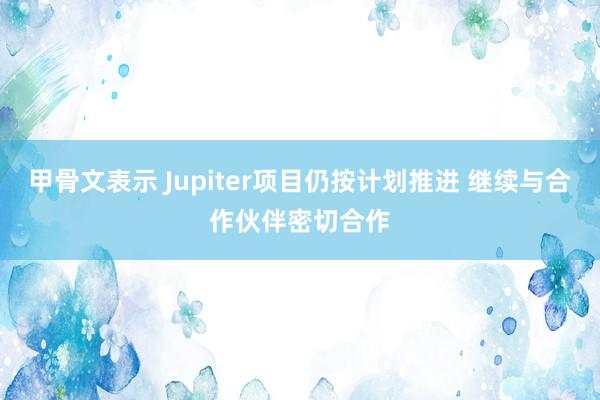 甲骨文表示 Jupiter项目仍按计划推进 继续与合作伙伴密切合作