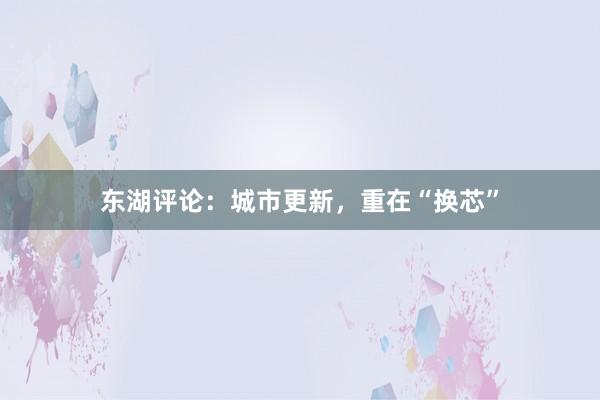 东湖评论：城市更新，重在“换芯”