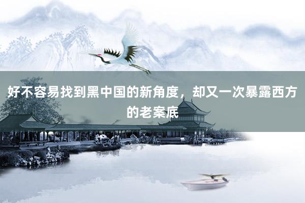 好不容易找到黑中国的新角度，却又一次暴露西方的老案底