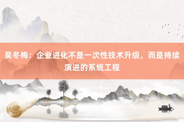 吴冬梅：企业进化不是一次性技术升级，而是持续演进的系统工程