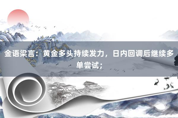 金语梁言：黄金多头持续发力，日内回调后继续多单尝试；