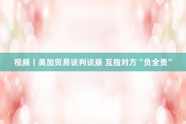视频丨美加贸易谈判谈崩 互指对方“负全责”