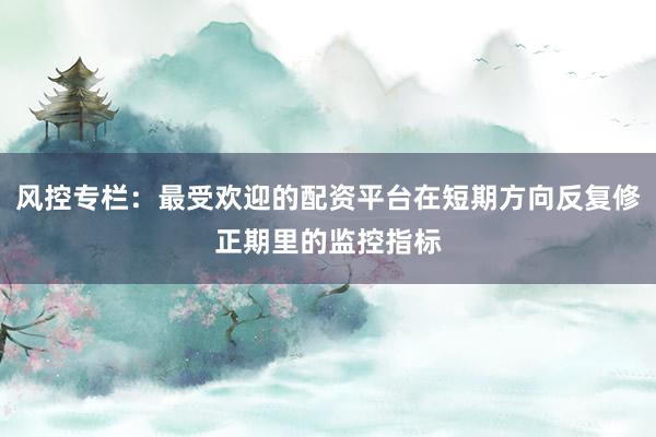 风控专栏：最受欢迎的配资平台在短期方向反复修正期里的监控指标