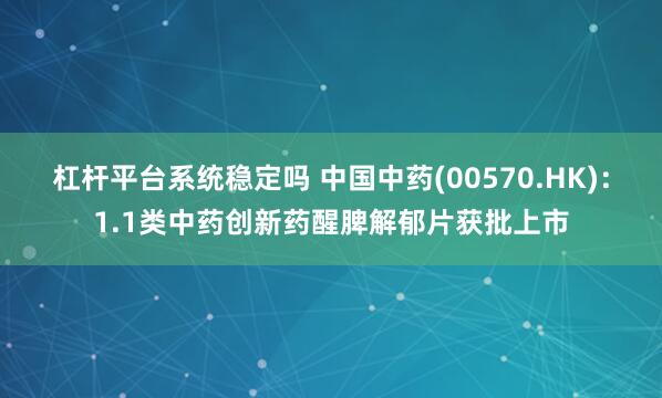 杠杆平台系统稳定吗 中国中药(00570.HK)：1.1类中药创新药醒脾解郁片获批上市