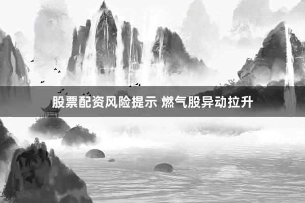 股票配资风险提示 燃气股异动拉升