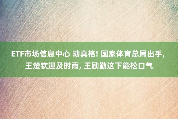 ETF市场信息中心 动真格! 国家体育总局出手, 王楚钦迎及时雨, 王励勤这下能松口气