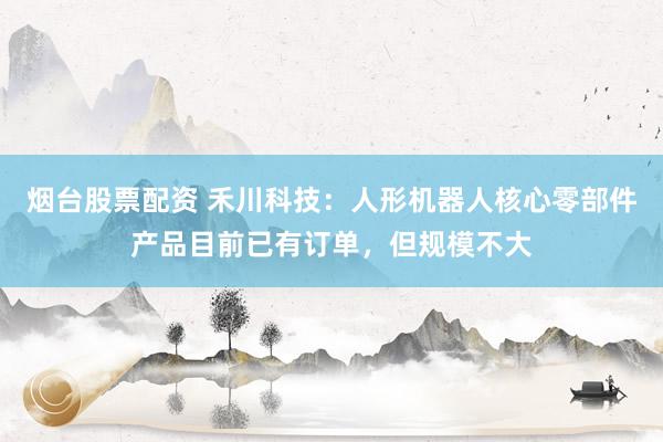 烟台股票配资 禾川科技：人形机器人核心零部件产品目前已有订单，但规模不大