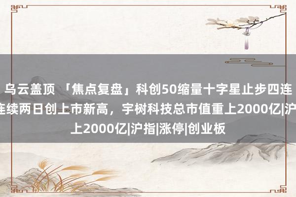 乌云盖顶 「焦点复盘」科创50缩量十字星止步四连阳，燧原科技连续两日创上市新高，宇树科技总市值重上2000亿|沪指|涨停|创业板