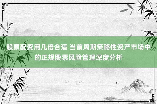 股票配资用几倍合适 当前周期策略性资产市场中的正规股票风险管理深度分析