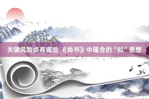 关键风险点有哪些 《尚书》中蕴含的“和”思想
