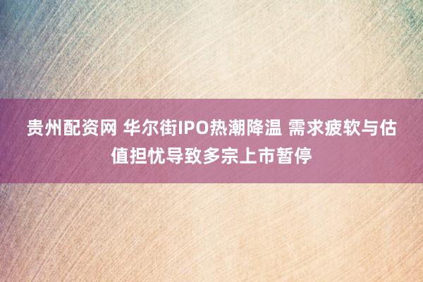 贵州配资网 华尔街IPO热潮降温 需求疲软与估值担忧导致多宗上市暂停