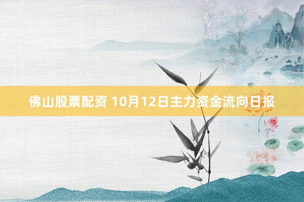 佛山股票配资 10月12日主力资金流向日报