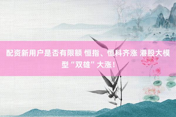 配资新用户是否有限额 恒指、恒科齐涨 港股大模型“双雄”大涨！